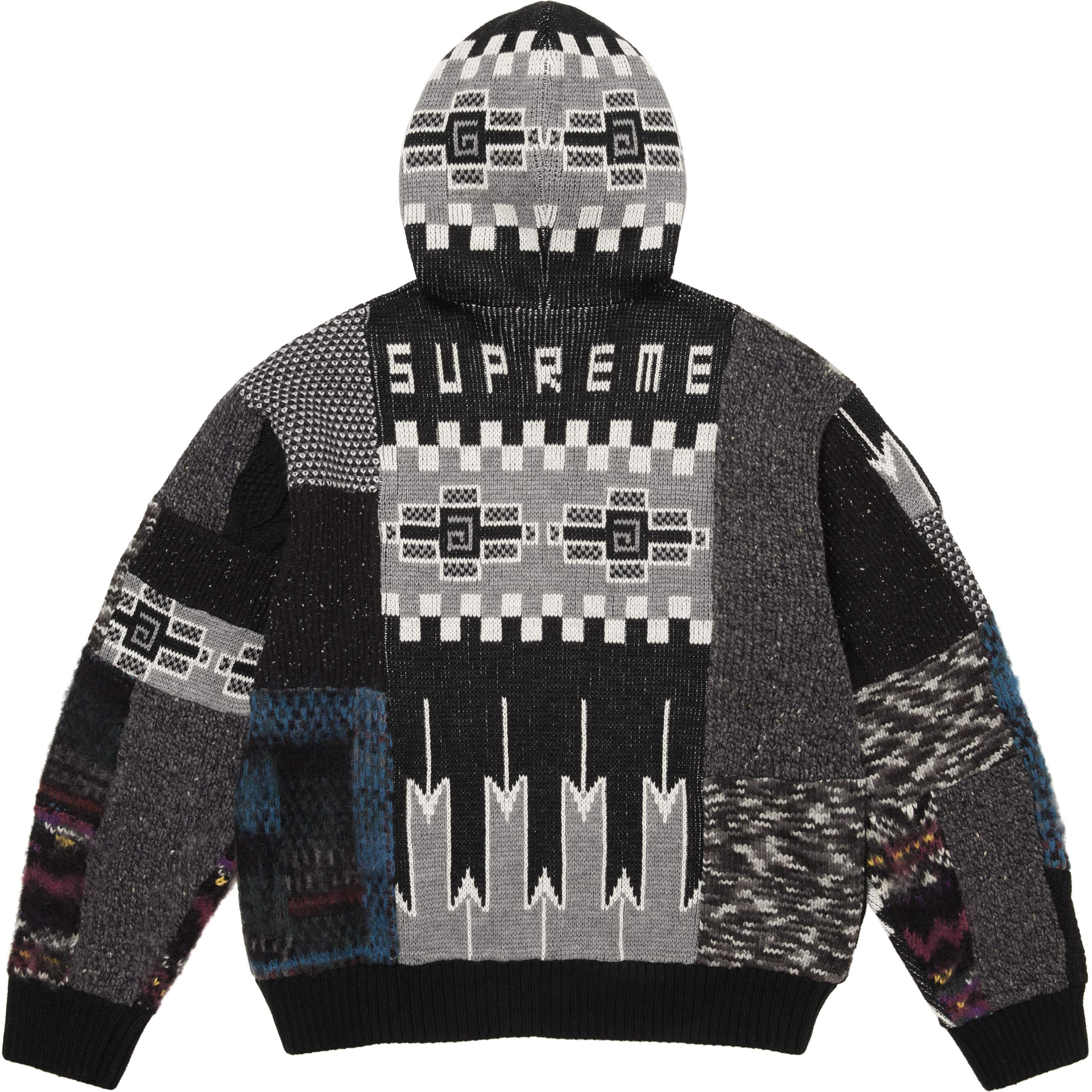 Patchwork Zip Up Hooded Sweater view 8
